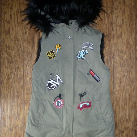 Rare Marc New York Vest with removable Faux Fur Liner Hooded Size XS Designer - Picture 1 of 7